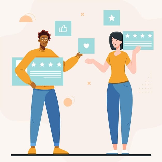 A graphic showing a user talking to another user, representing feedback exchange.