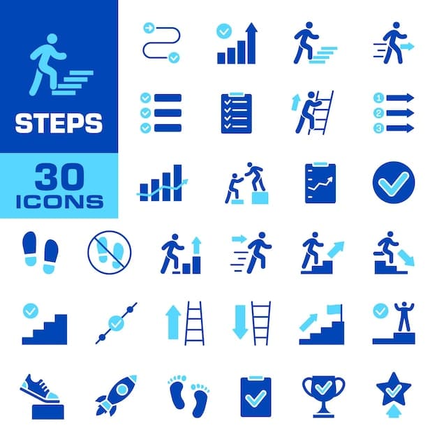 A graphic with three simple icons representing actionable steps: a magnifying glass for searching, a speech bubble for communication, and a handshake for connection.