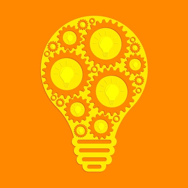A lightbulb with gears inside, symbolizing new ideas and innovation.