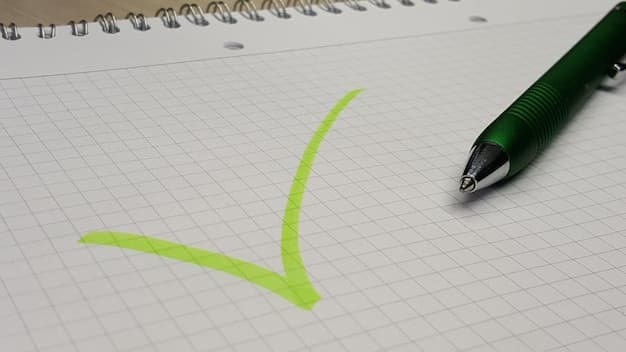 A notebook with a single checkmark and a short note