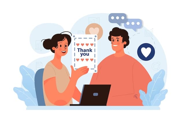 A simple graphic showing a happy customer icon with a "Thank You!" message.